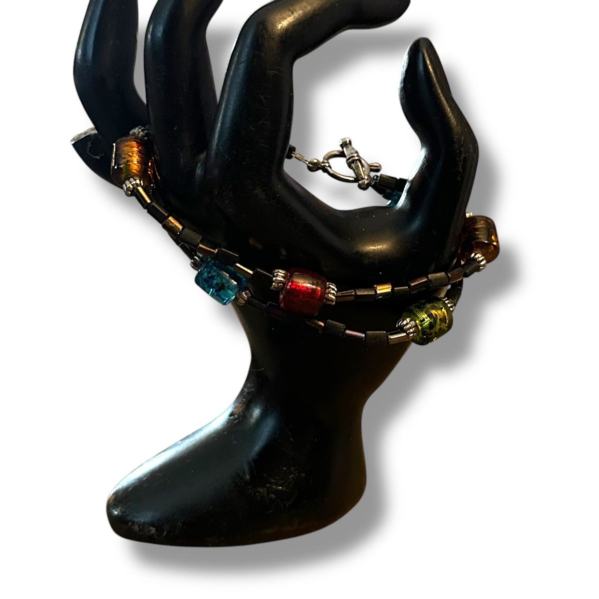 Vintage Vintage double black glass & Murano glass bead bracelet Size ONE SIZE - 3 Thumbnail