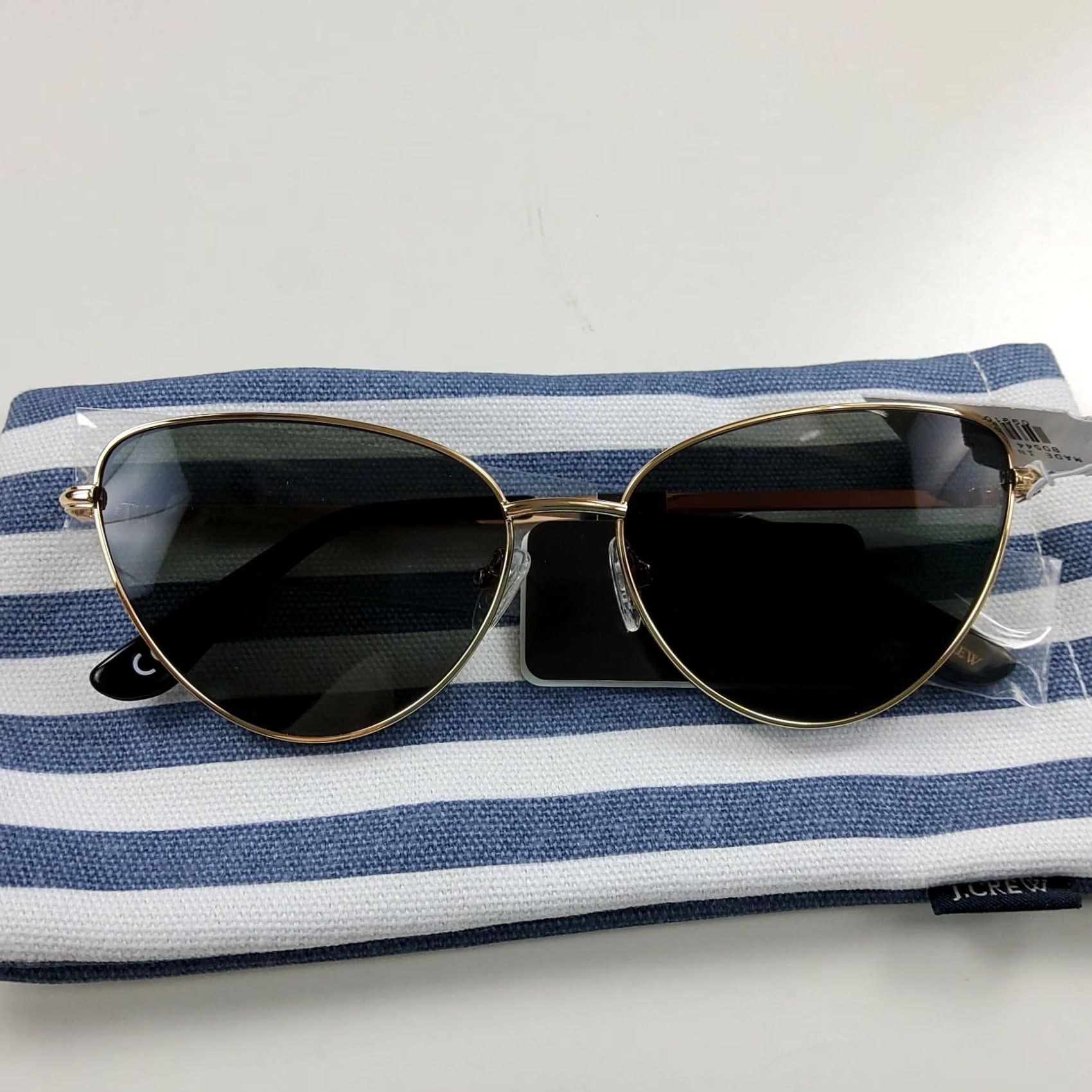 J.Crew J.CREW Apollo Cat's Eye Wire Sunglasses Gold Forest with Pouch Case Sunglasses Women UV Protection Cat Eye Beach 2020s Size ONE SIZE - 3 Thumbnail