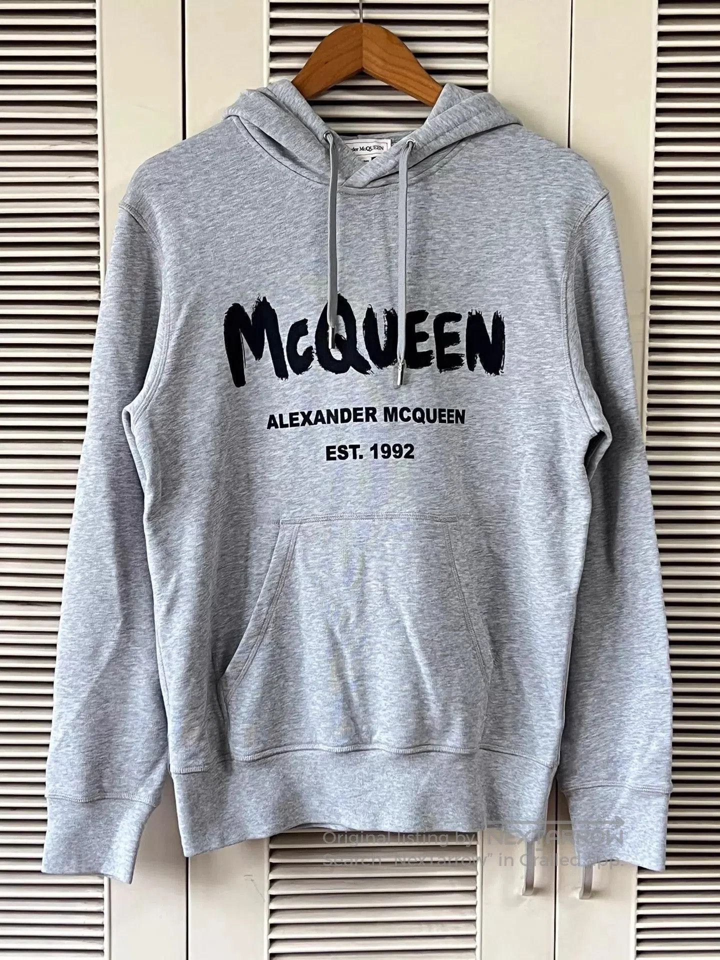 Alexander McQueen Gray Printed Hoodie with Drawstring - Size M. Size US M / EU 48-50 / 2 - 1 Thumbnail