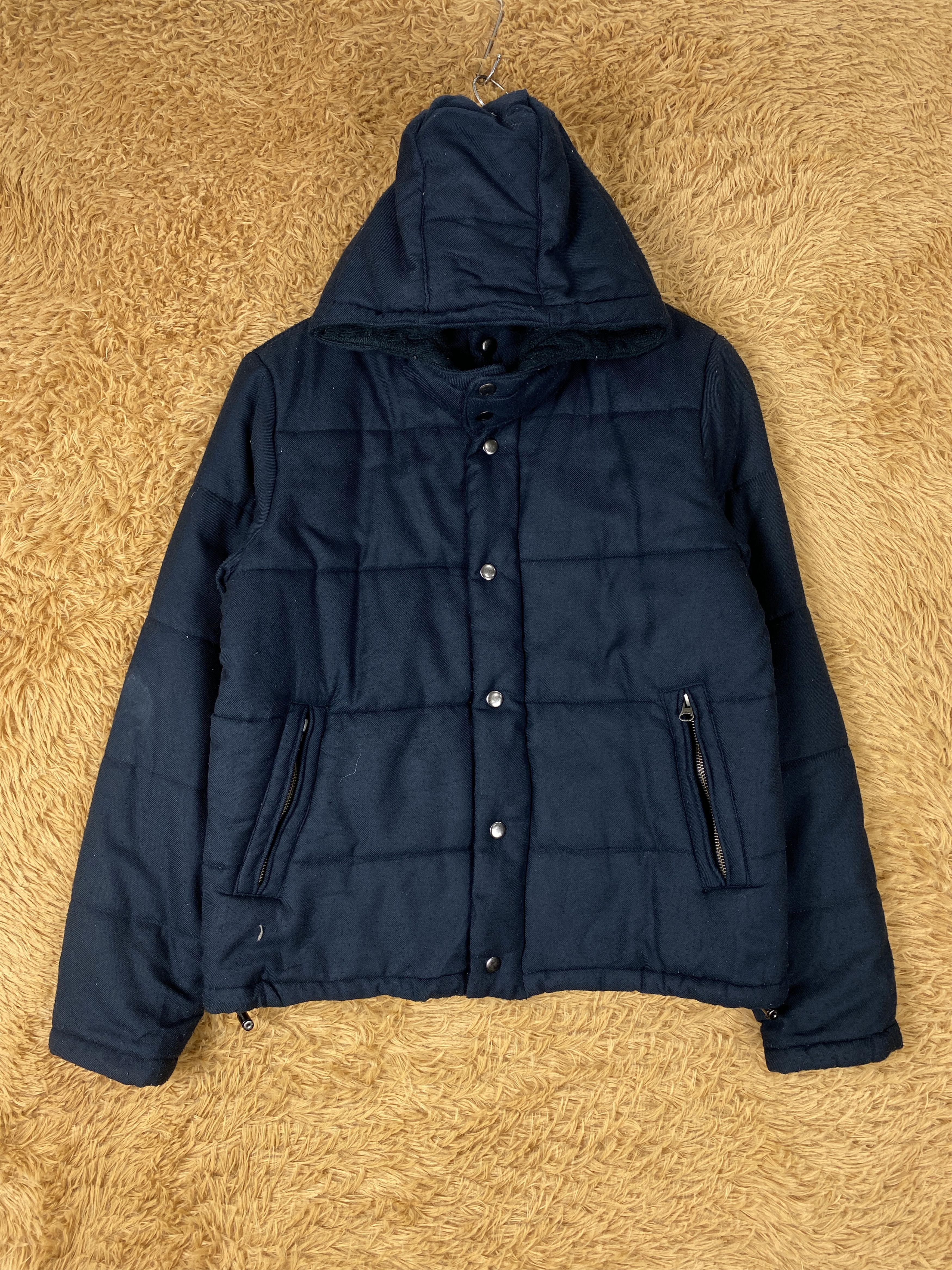 image of Vintage Jrnd Hoodie Puffer Jacket in Dark Blue, Men's (Size Small)