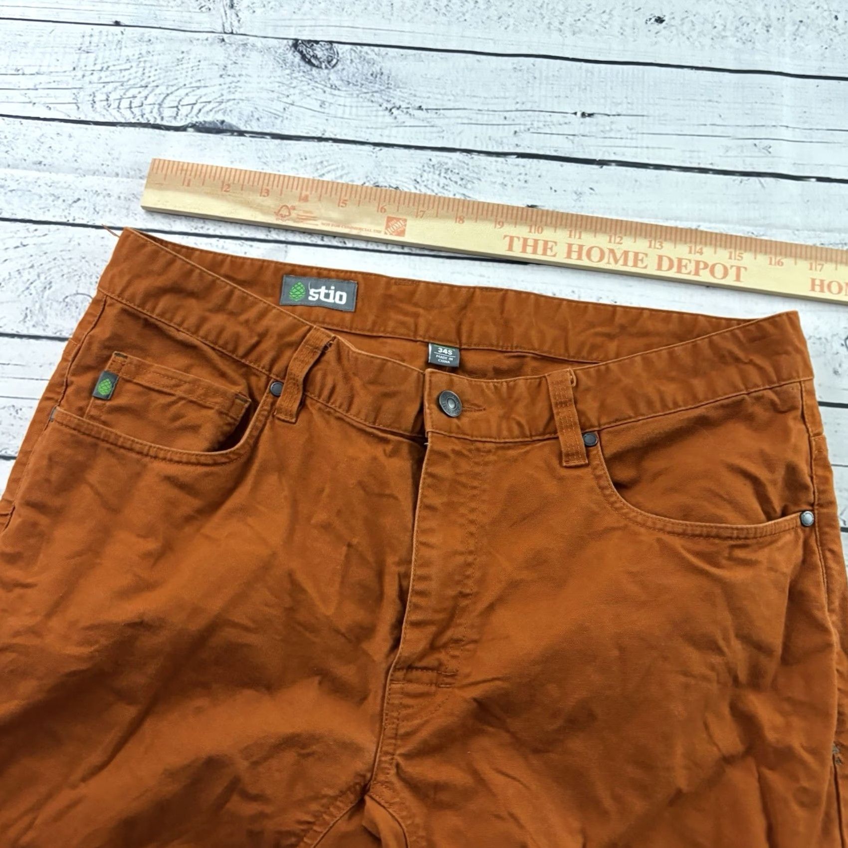 Vintage Stio Rivet Canvas Organic Cotton Casual Pants Men's 34 Short Orange Chino Cotton 27 inseam Mens Size US 34 / EU 50 - 3 Thumbnail