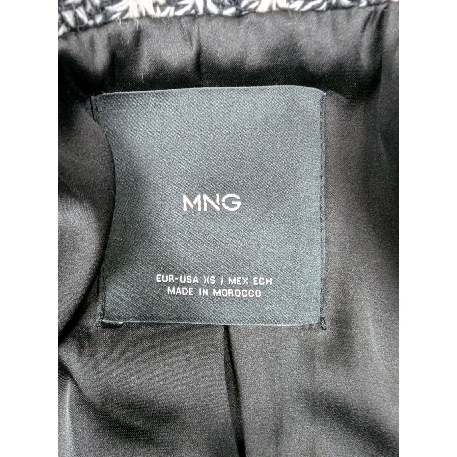 Mango MNG Blazer Womens XS Black White Tweed Houndstooth Double-Breasted Jacket Size XS / US 0-2 / IT 36-38 - 7 Thumbnail