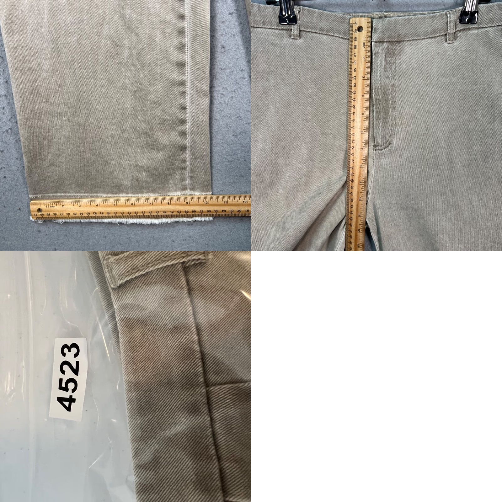 Vintage ATM Womens Cropped Beige Pants Cotton Blend High Rise Wide-Leg 8 Cropped Casual Jeans Flat Front Pockets N/A Size 30" / US 8 / IT 44 - 8 Thumbnail
