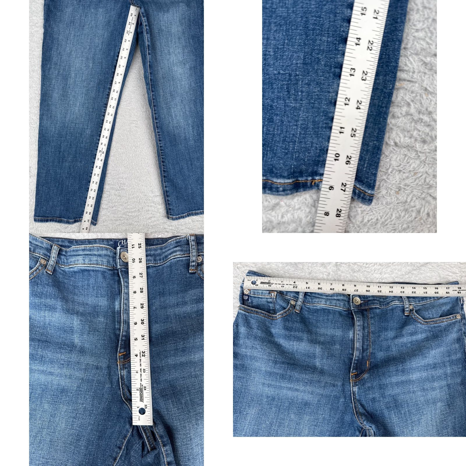 Chaps Chaps Jeans Womens 14 Blue Denim Slim Boyfriend Straight Leg Cotton Blend 34x28 Size 36" / US 14 / IT 50 - 8 Thumbnail