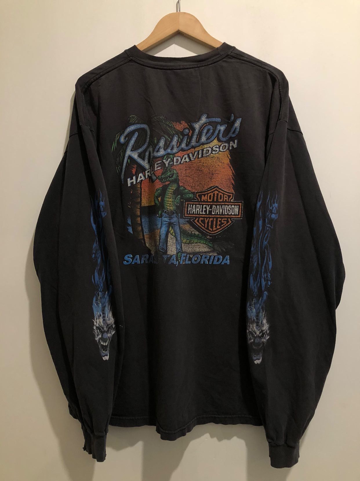 Harley Davidson × Vintage Vintage Harley Davidson blue flame longsleeve shirt Size US L / EU 52-54 / 3 - 4 Thumbnail