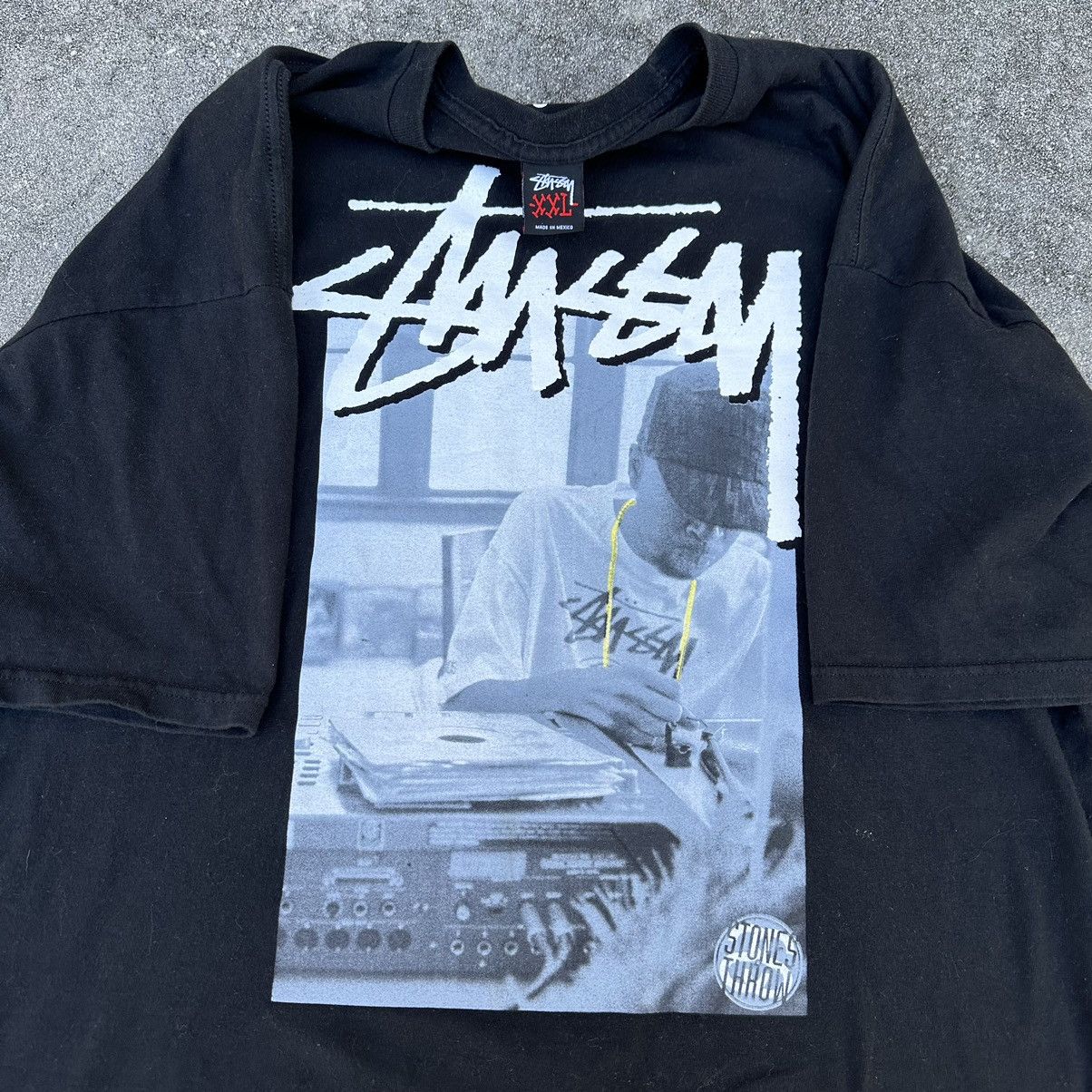 image of Archival Clothing x Avant Garde 2010 Stussy X Stones Throw J Dilla Memorial Graphic Tee in Black (S