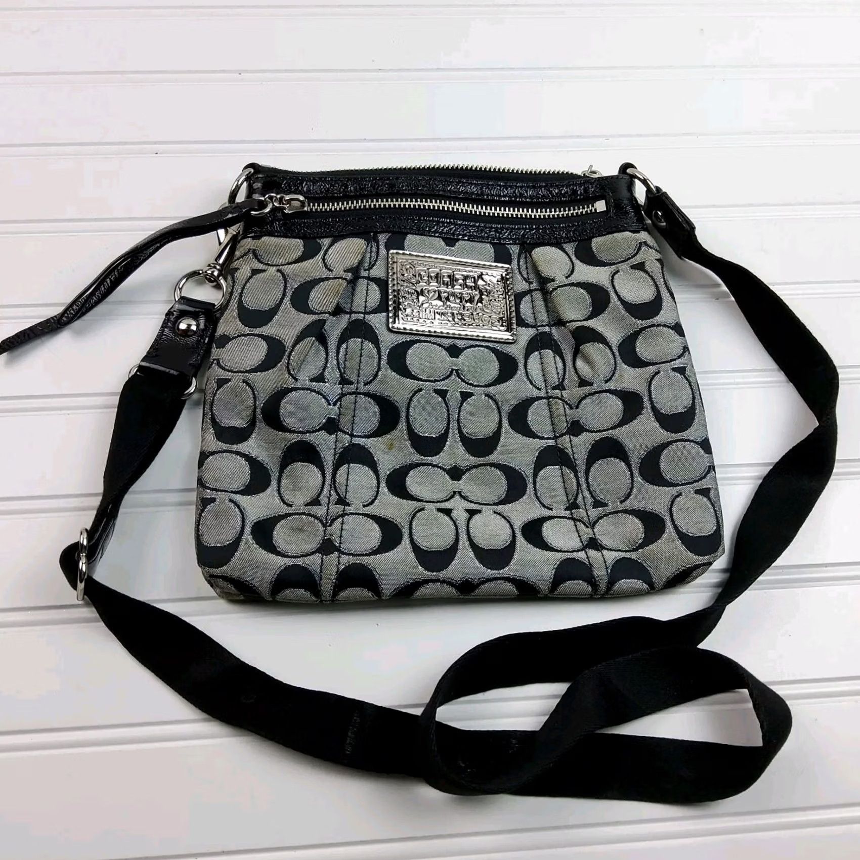Coach Coach Poppy Crossbody Bag Jacquard Black Handbag Purse Women’s Size ONE SIZE - 2 Thumbnail
