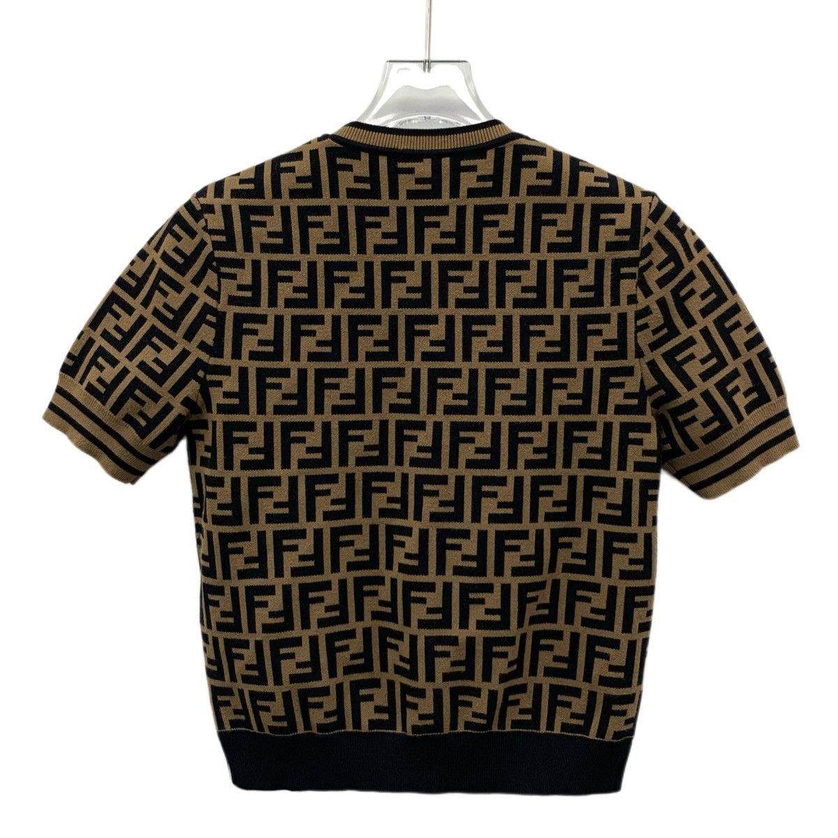 Fendi Fendi All-over Letter Logo Short Sleeve Knit Top K26WX Size XS / US 0-2 / IT 36-38 - 2 Thumbnail