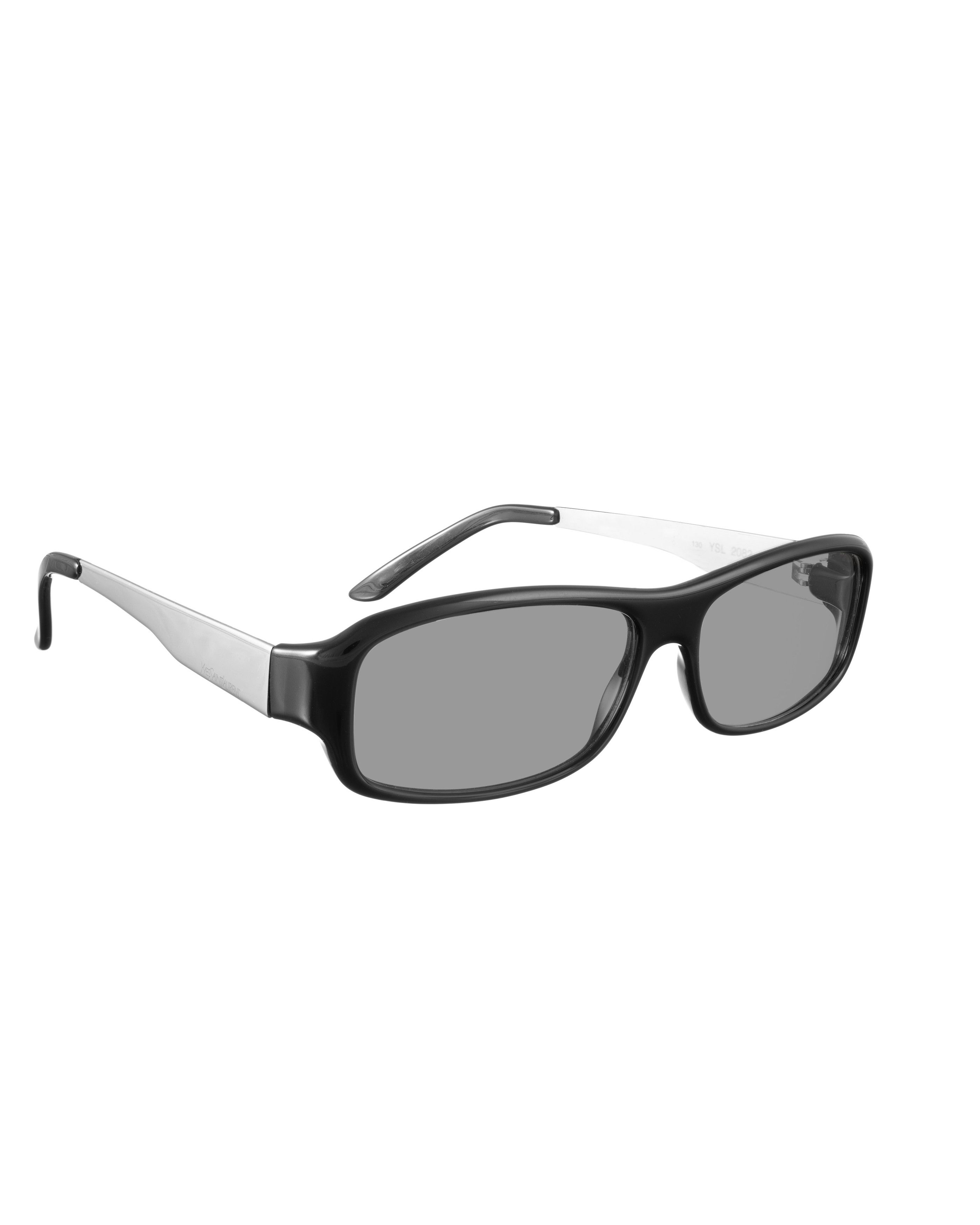 Yves Saint Laurent Yves Saint Laurent 00s Black & Silver Rectangular Sunglasses Size ONE SIZE - 1 Thumbnail