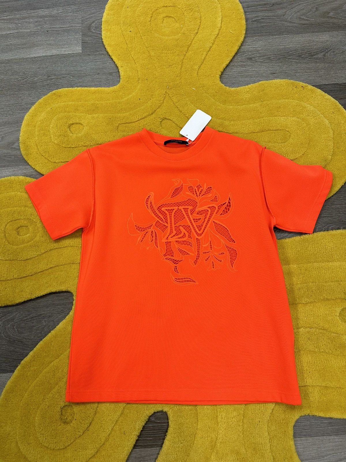 Image of Louis Vuitton Orange Embroidered Jersey, Men's (Size Small)