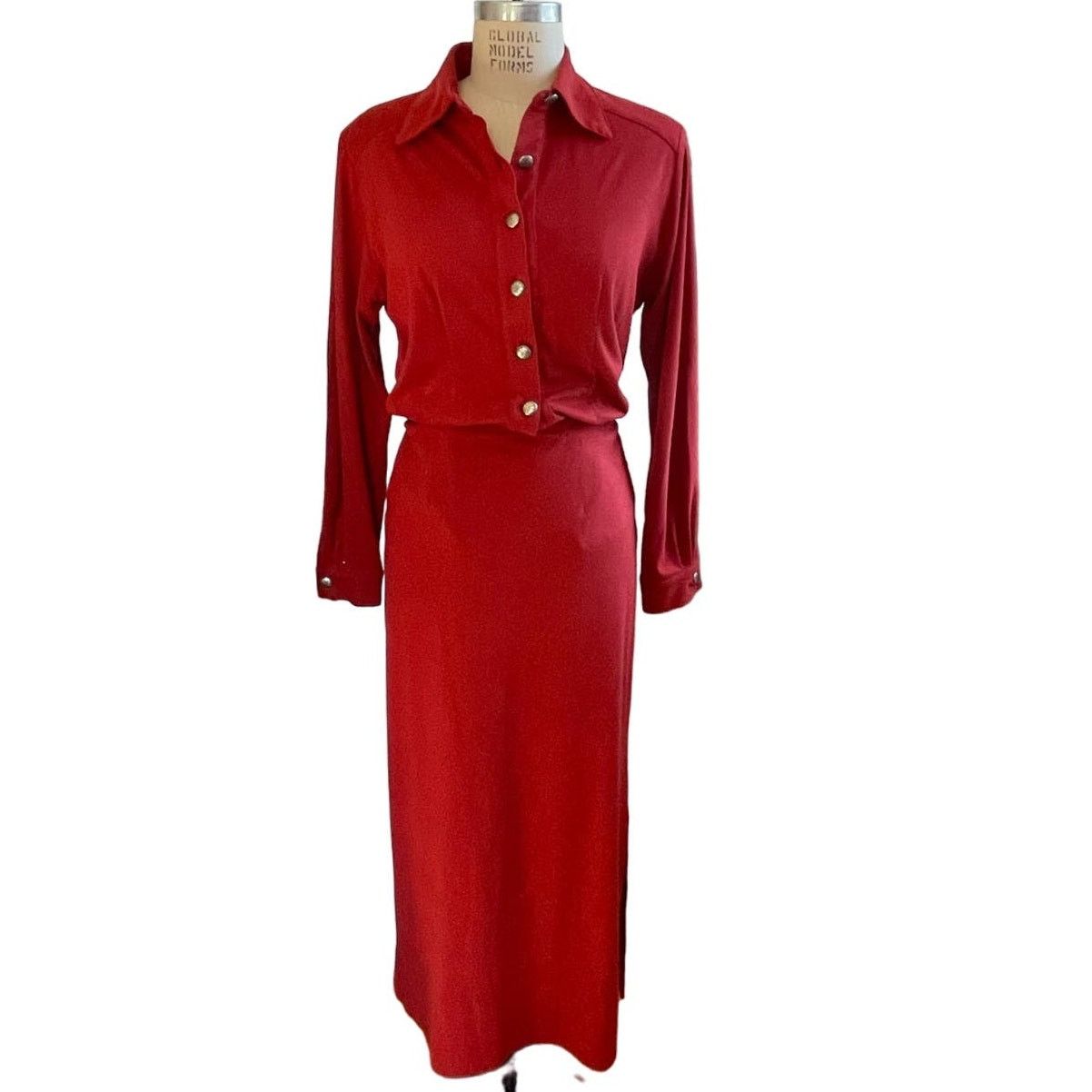 image of Double D Ranch Shirt And Maxi Skirt Set In Dark Red, Women's (Size 34)
