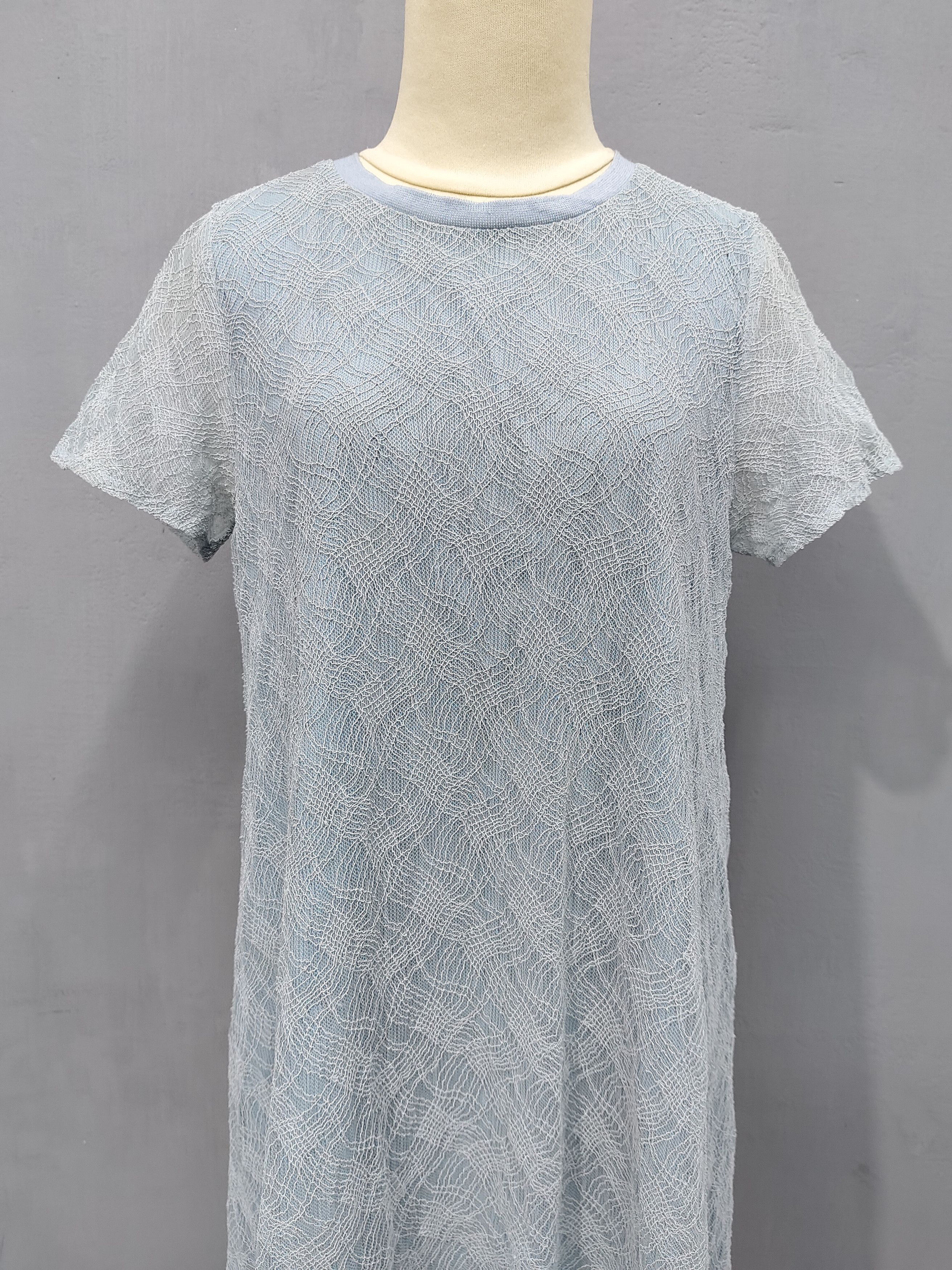 Alexander Wang Alexander Wang- Ice Blue Textured Mesh Overlay Dress Size L / US 10 / IT 46 - 2 Thumbnail