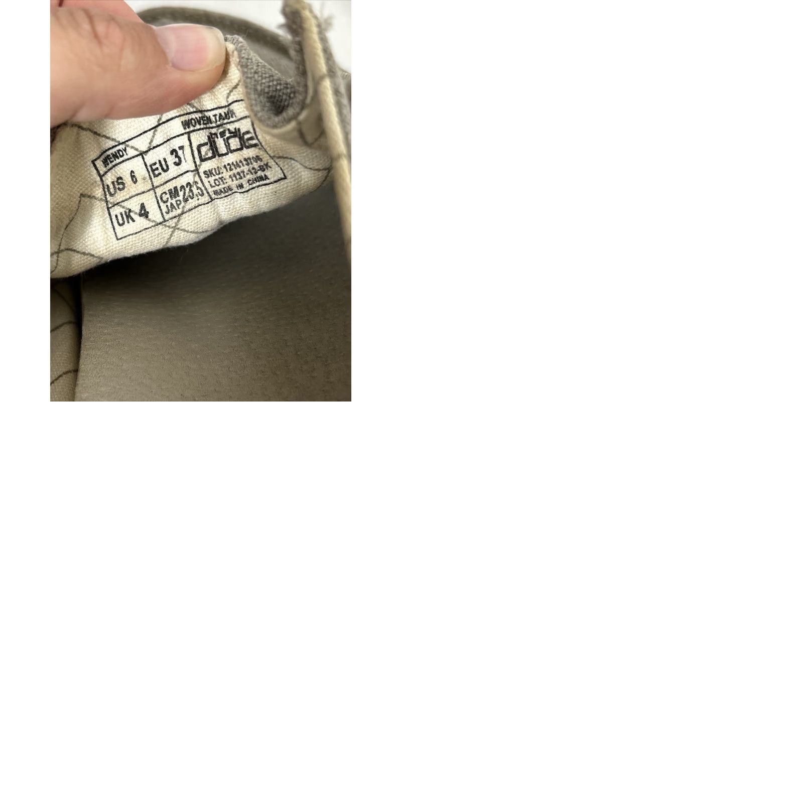 Vintage Hey Dude Women Wendy Woven Taupe Loafers Gray Casual Slip On Flat Heel 6 US 4 UK Round Toe Cotton Lining Low Top Women Size US 4 / IT 34 - 9 Thumbnail