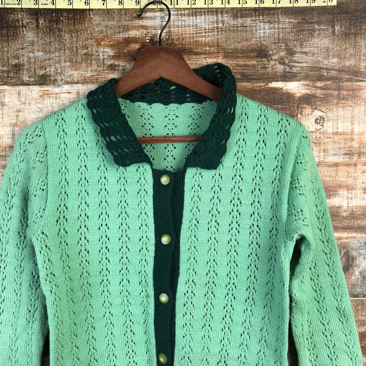Vintage DL Japanese Brand Green Cardigan Knitwear #C598 Size XXS / US 00 / IT 34 - 5 Thumbnail