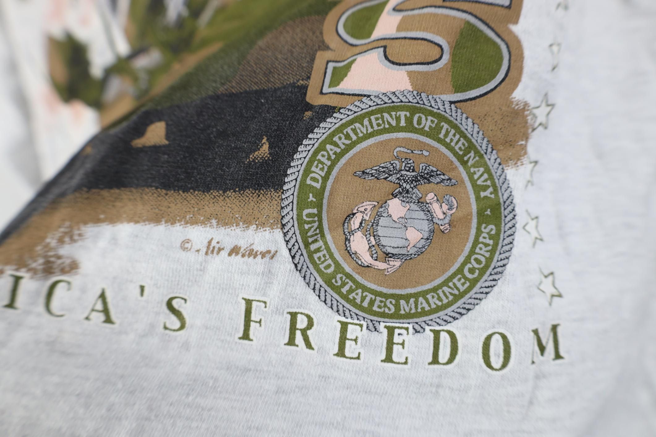 Vintage Vintage 90s United States Marines Short Sleeve T-Shirt Size US XXL / EU 58 / 5 - 5 Thumbnail