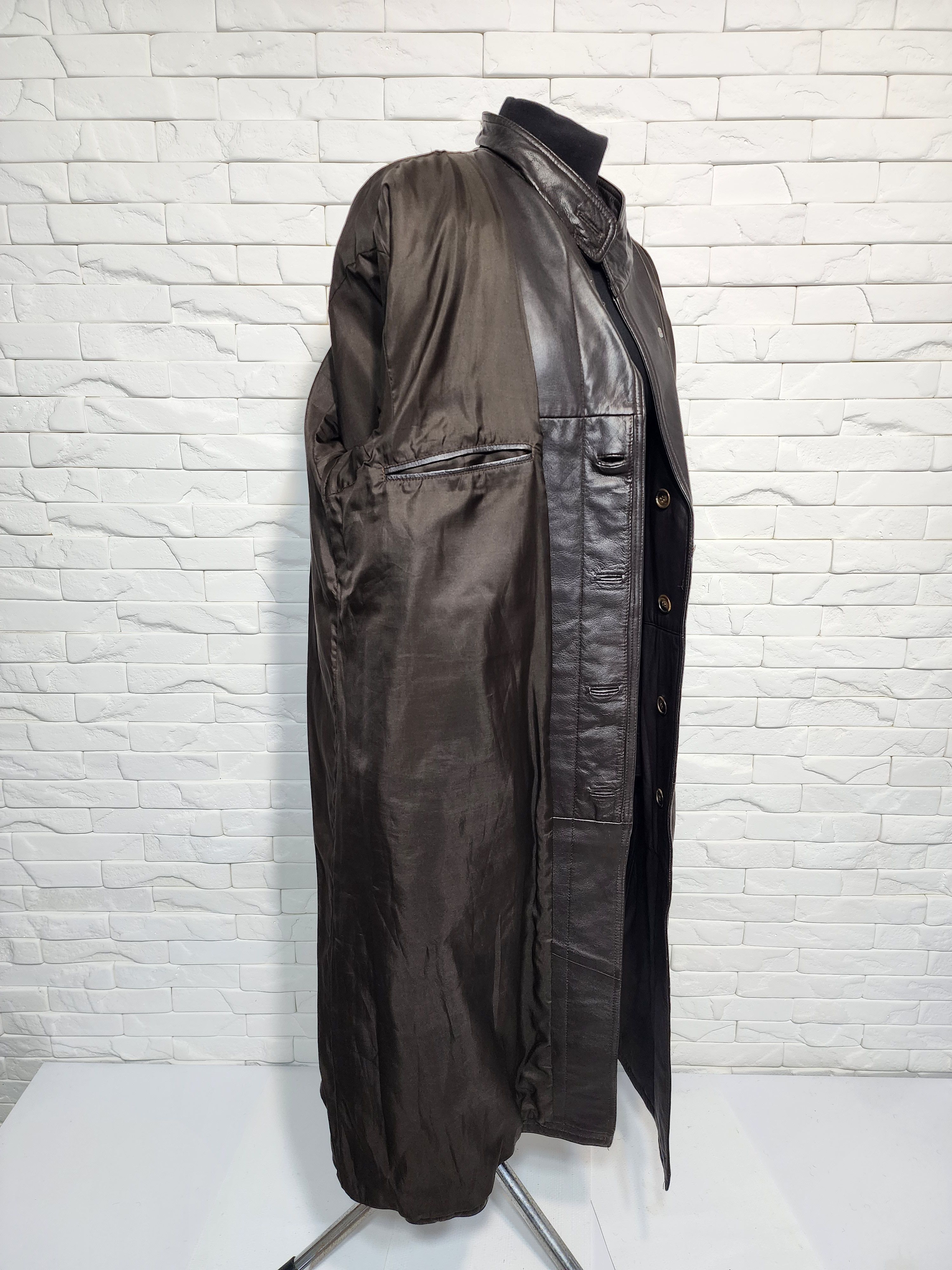 Designer Brown Genuine Leather Men's Coat with Belt Size US L / EU 52-54 / 3 - 8 Thumbnail