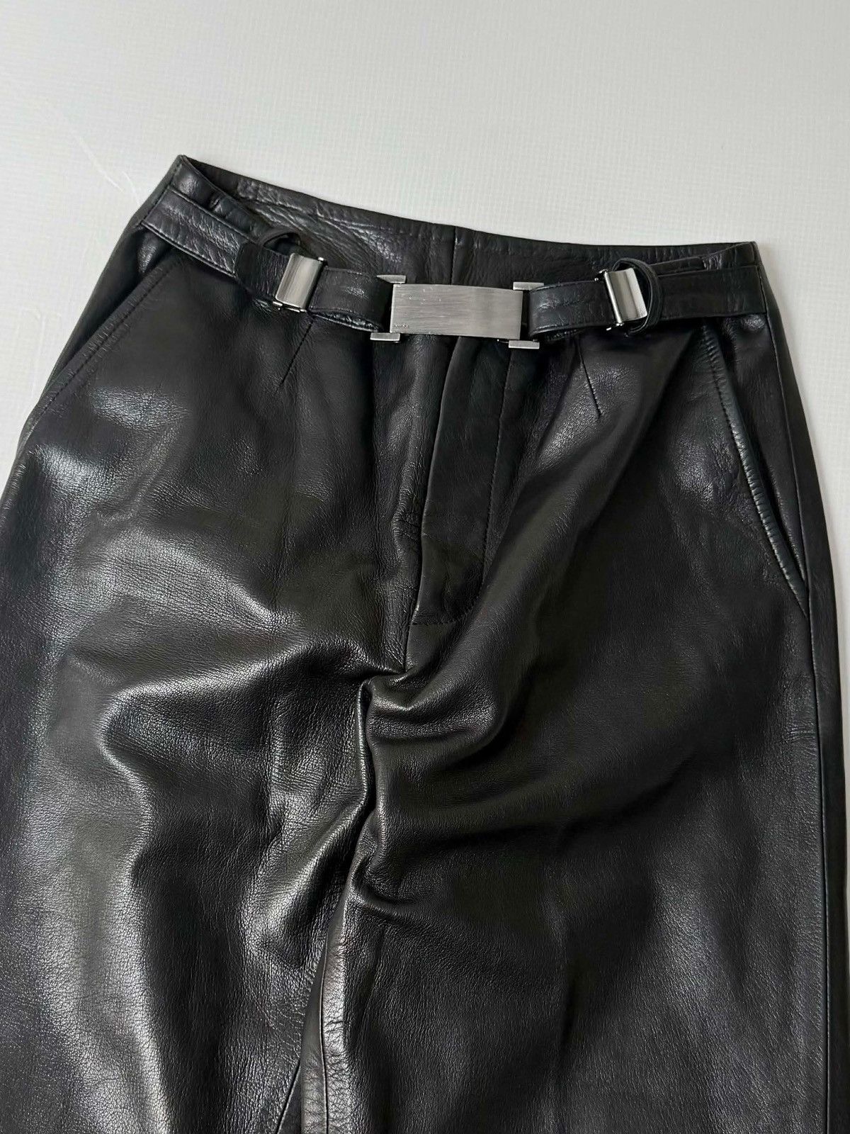 Gucci Gucci by Tom Ford 1997 Belted Leather Wide Pants Size 26" / US 2 / IT 38 - 6 Thumbnail
