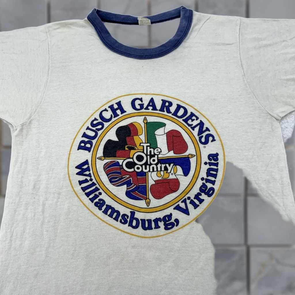 Vintage VINTAGE Busch Gardens Williamsburg Virginia Ringer Shirt Mens XS Old Country 80s Tee Size US XS / EU 42 / 0 - 1 Thumbnail