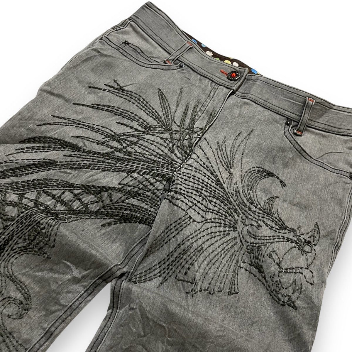 Japanese Brand FLARED HACHIYAMACHO SHIBUYAKU EMBROIDERED DRAGON (з0×40) Size US 30 / EU 46 - 6 Thumbnail
