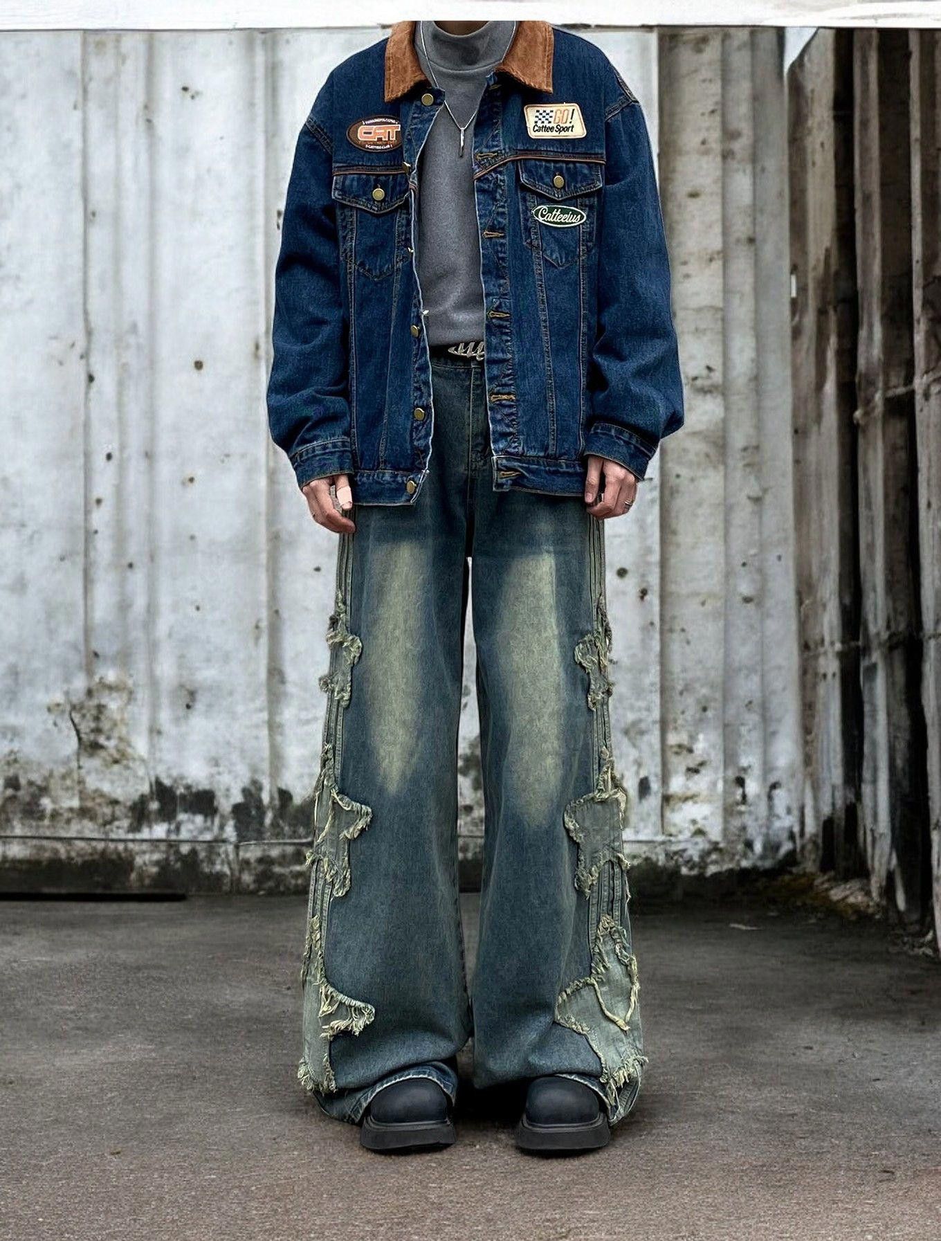 Jean STAR Embroidery Baggy Track Denim Jeans Size US 32 / EU 48 - 3 Thumbnail