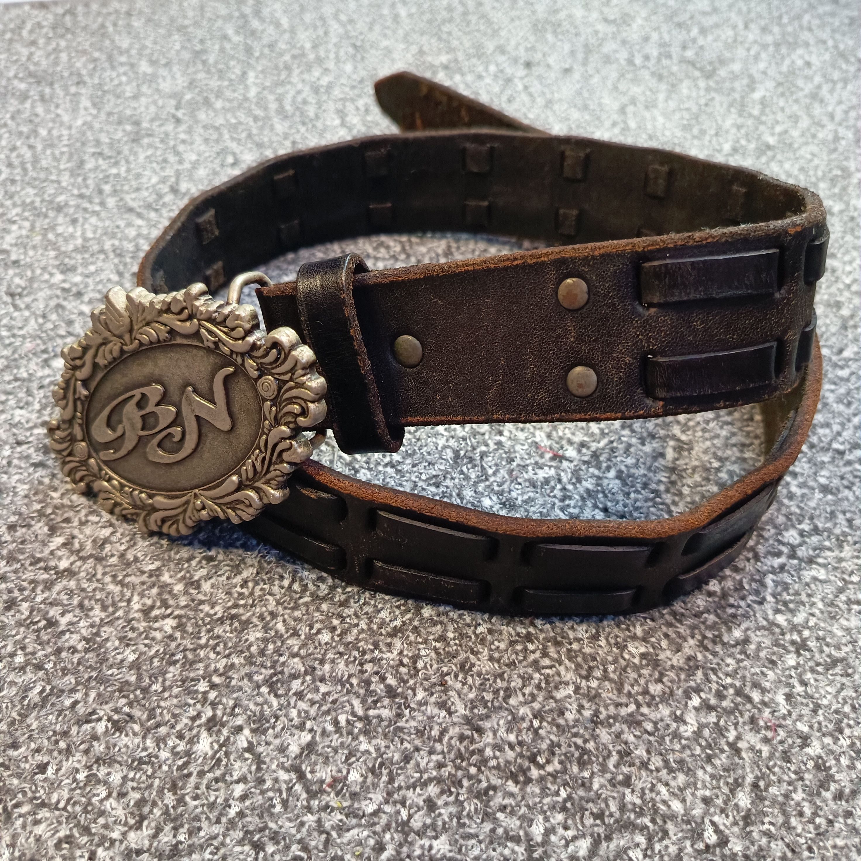 Genuine Leather 🔥🔥 Vintage Rough Back Number Leather Belt Size ONE SIZE - 2 Thumbnail
