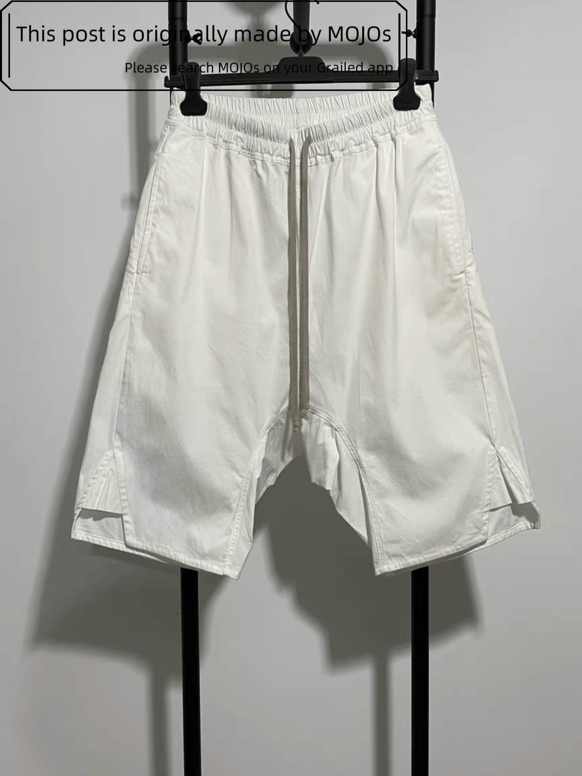 Sz 50 Rick Owen Pearl White Side Cut Shorts