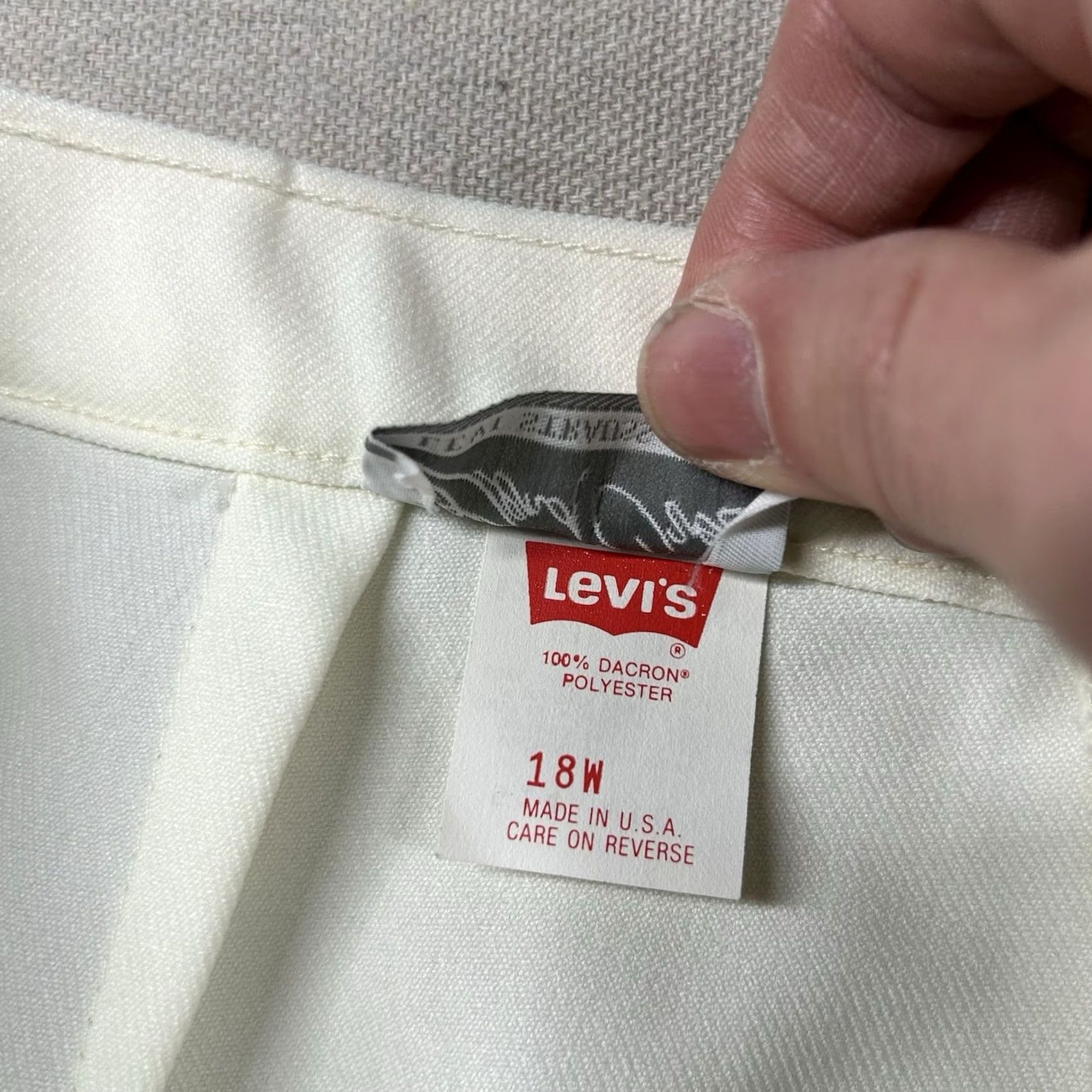 Levi's VINTAGE Levi's Pants Womens 18W Tailored Ivory Dacron Polyester 80s USA Trouser Plus 30in 30in Womens Menus? Size 40" / US 18 - 4 Thumbnail