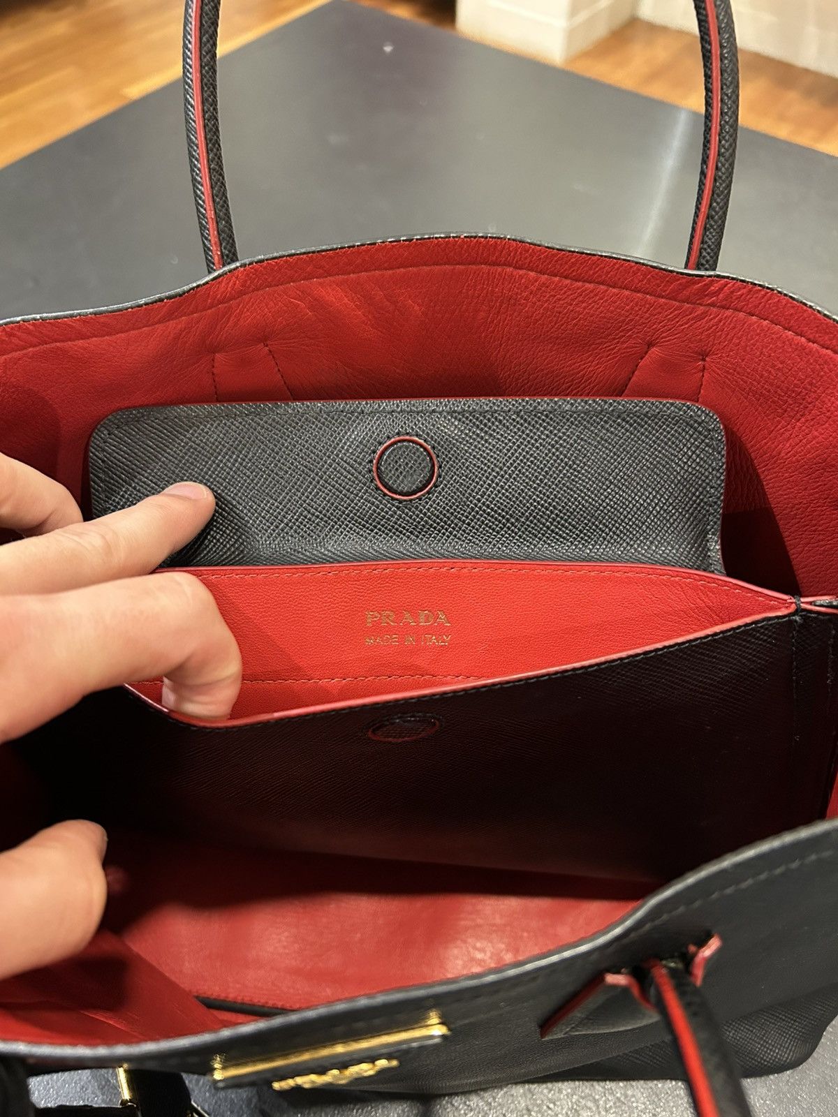 Prada Prada Saffiano Medium Leather Double Tote Bag Size ONE SIZE - 9 Thumbnail