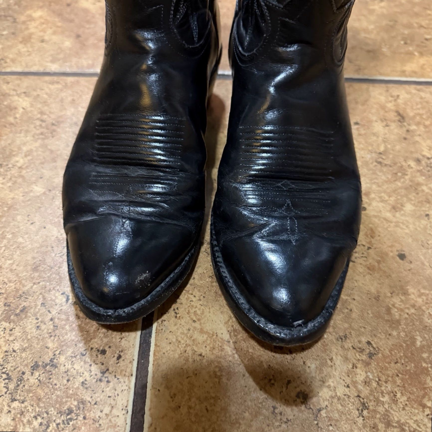 Tony Lama VINTAGE Tony Lama Boots Mens Size 8 D Style 6238 Black Leather Cowboy Boot Mens Shoes Boots Black Leather Western Cowboy 80s 90s Size US 8 / EU 41 - 7 Thumbnail