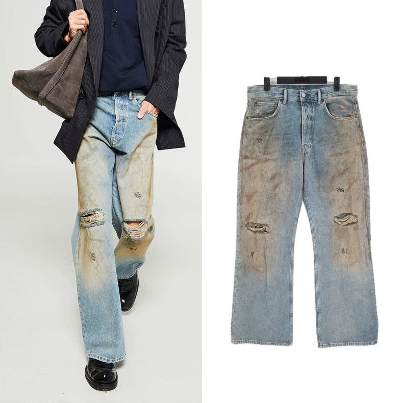 Acne Studios Blue Mud Damage Jeans