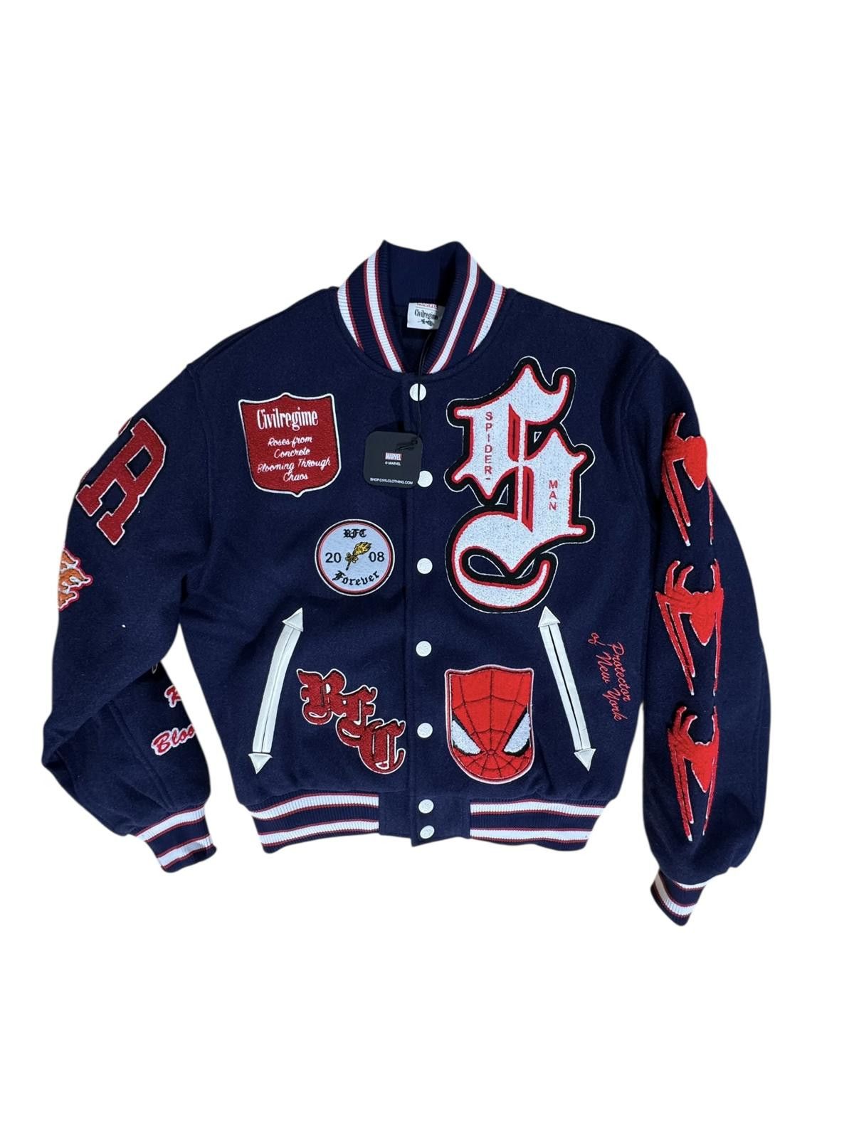 Civil Regime Civil Regime x Marvel Spider-Man Varsity Jacket Navy Blue Size US M / EU 48-50 / 2 - 1 Thumbnail