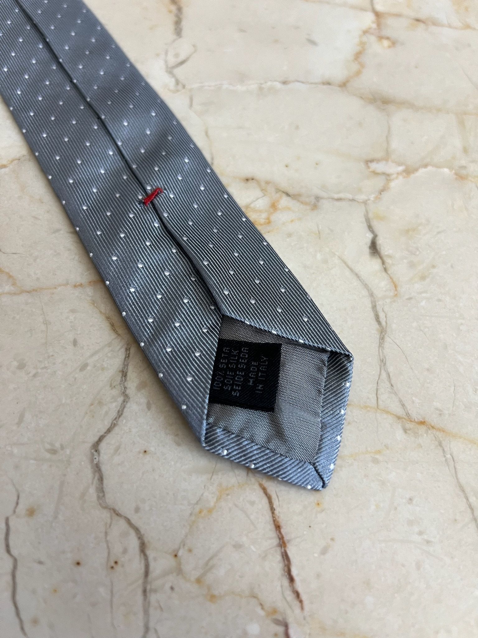 Jil Sander Gray silk slim tie white dots Size ONE SIZE - 3 Thumbnail