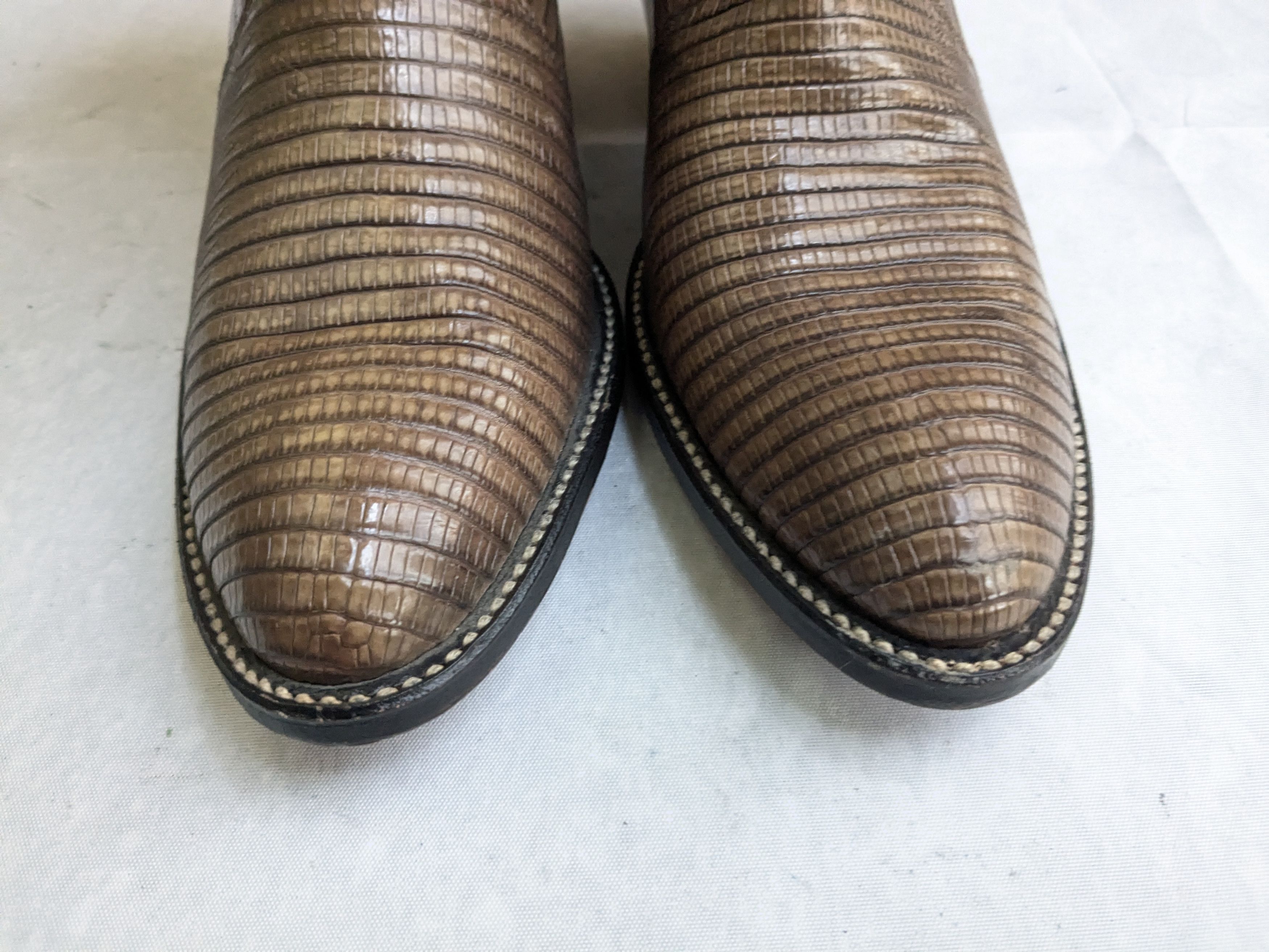Dan Post Dan Post Cowboy Boots Olive Green Lizard Leather 8.5 Gray Size US 8.5 / EU 41-42 - 2 Thumbnail