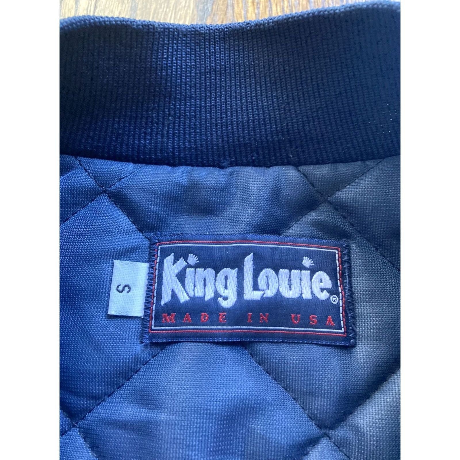 Vintage VINTAGE King Louie Jacket 80s Bomber Jacket Blue Satin Nylon Polyester Mens S Small Blue 80s Theme Biker Royalty Size US S / EU 44-46 / 1 - 7 Thumbnail