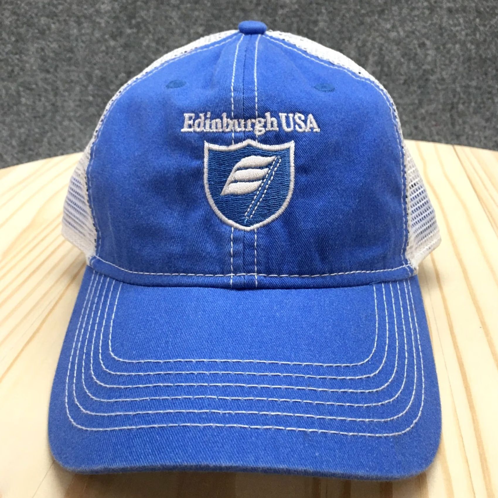 Vintage Ahead Trucker Hat USA Blue Mens One Size Curved Brim Embroidered Logo Edinburgh Size ONE SIZE - 2 Thumbnail