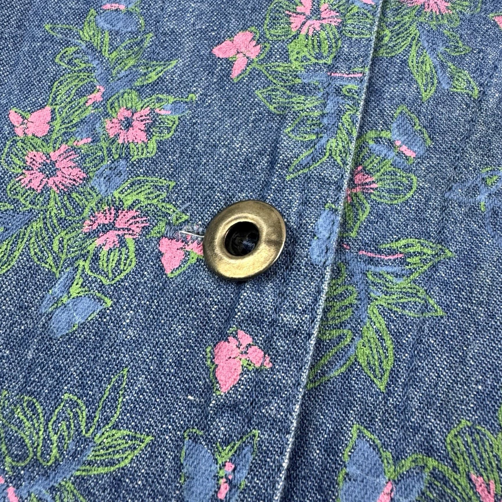 Blair VINTAGE Blair Floral Denim Button-Up Shirt Womens M Blue Cotton 90s Y2K Nature Flower Shirt Womens Medium Size M / US 6-8 / IT 42-44 - 4 Thumbnail