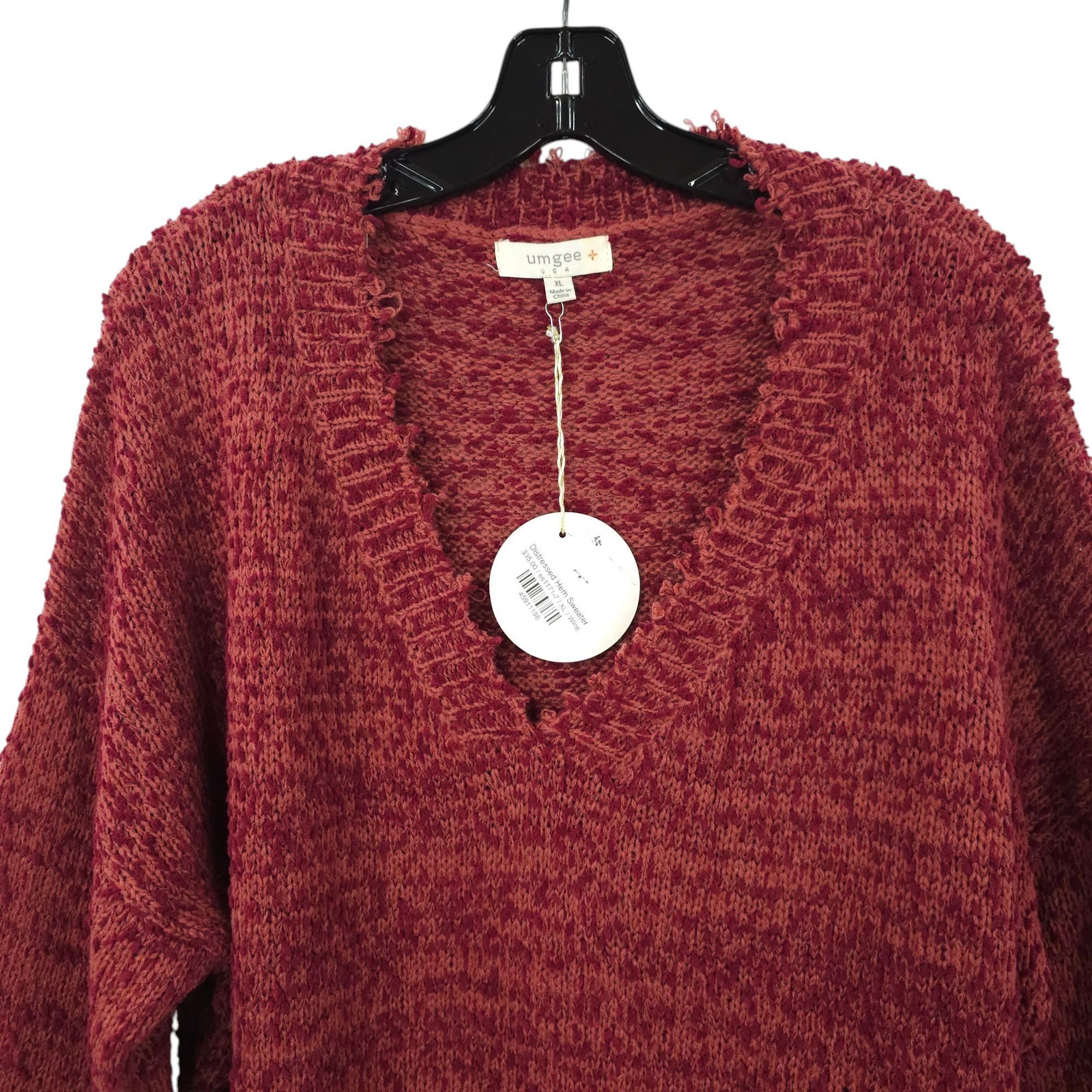 Other Umgee Sweater Womens XL Distressed Hem V Neck Pullover Knit Size XL / US 12-14 / IT 48-50 - 8 Thumbnail