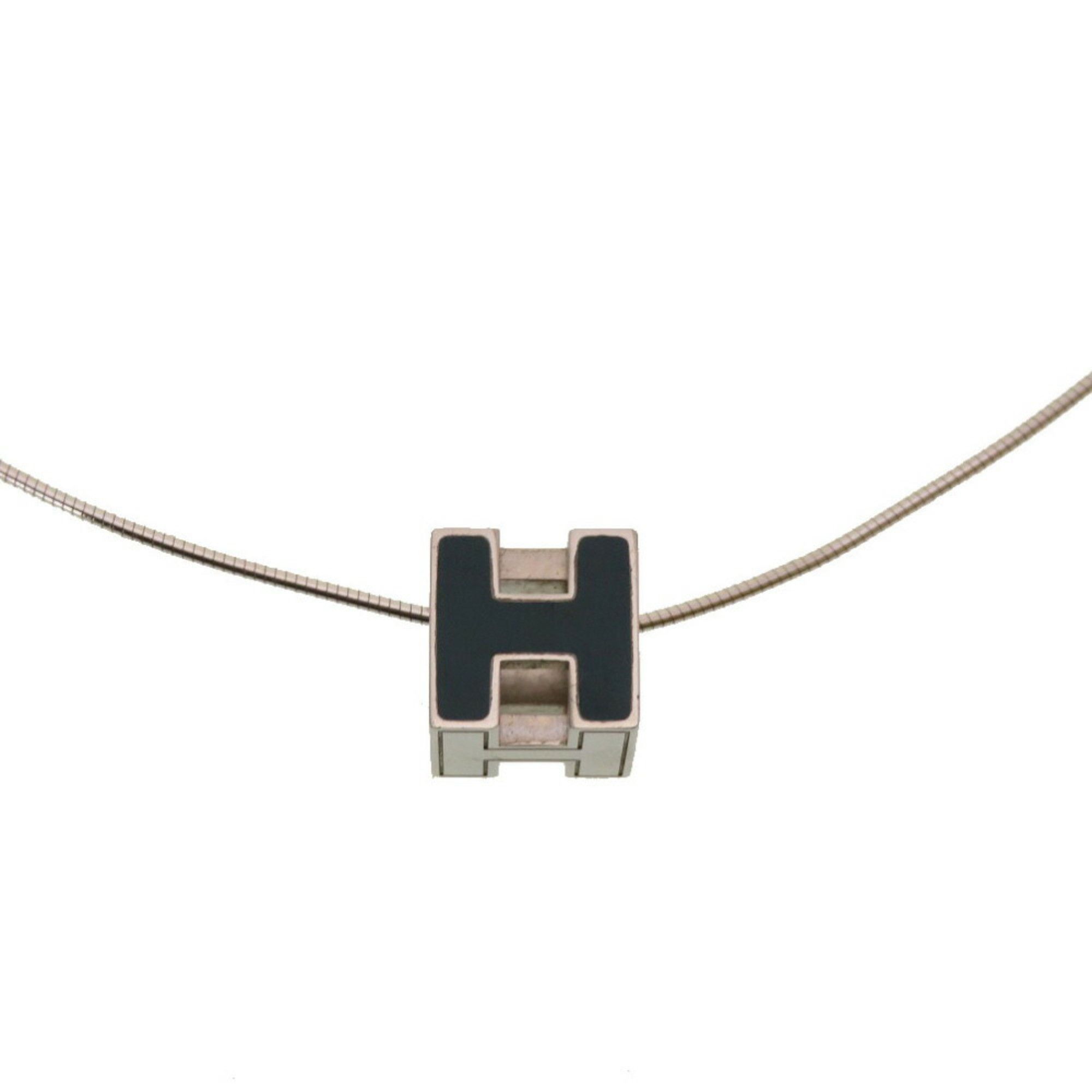 image of Hermes Cage De Ash H Cube Necklace Silver Blue 0197 Hermes, Women's