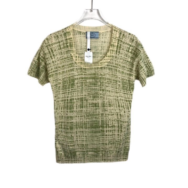 Prada [Prada] Striped Knit Round Neck Contrast Trim Short-Sleeve T Size M / US 6-8 / IT 42-44 - 1 Thumbnail