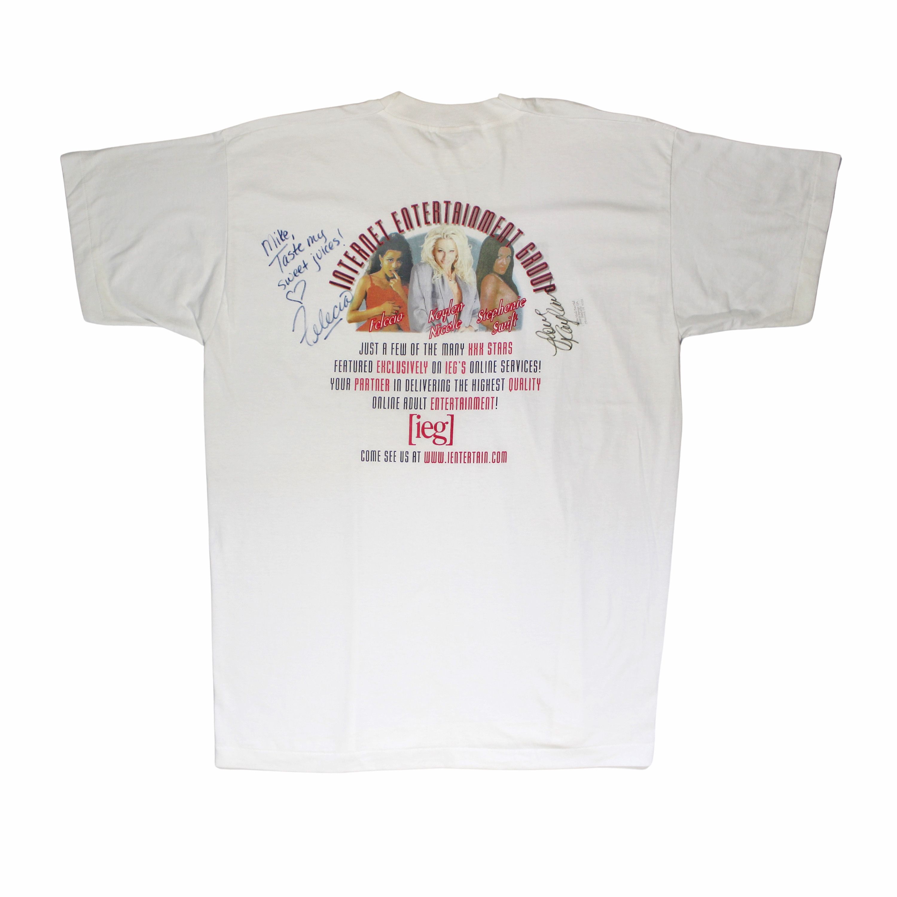 Vintage Vintage 90's IEG Entertainment Signed Porn Star T-Shirt Size US XL / EU 56 / 4 - 1 Thumbnail