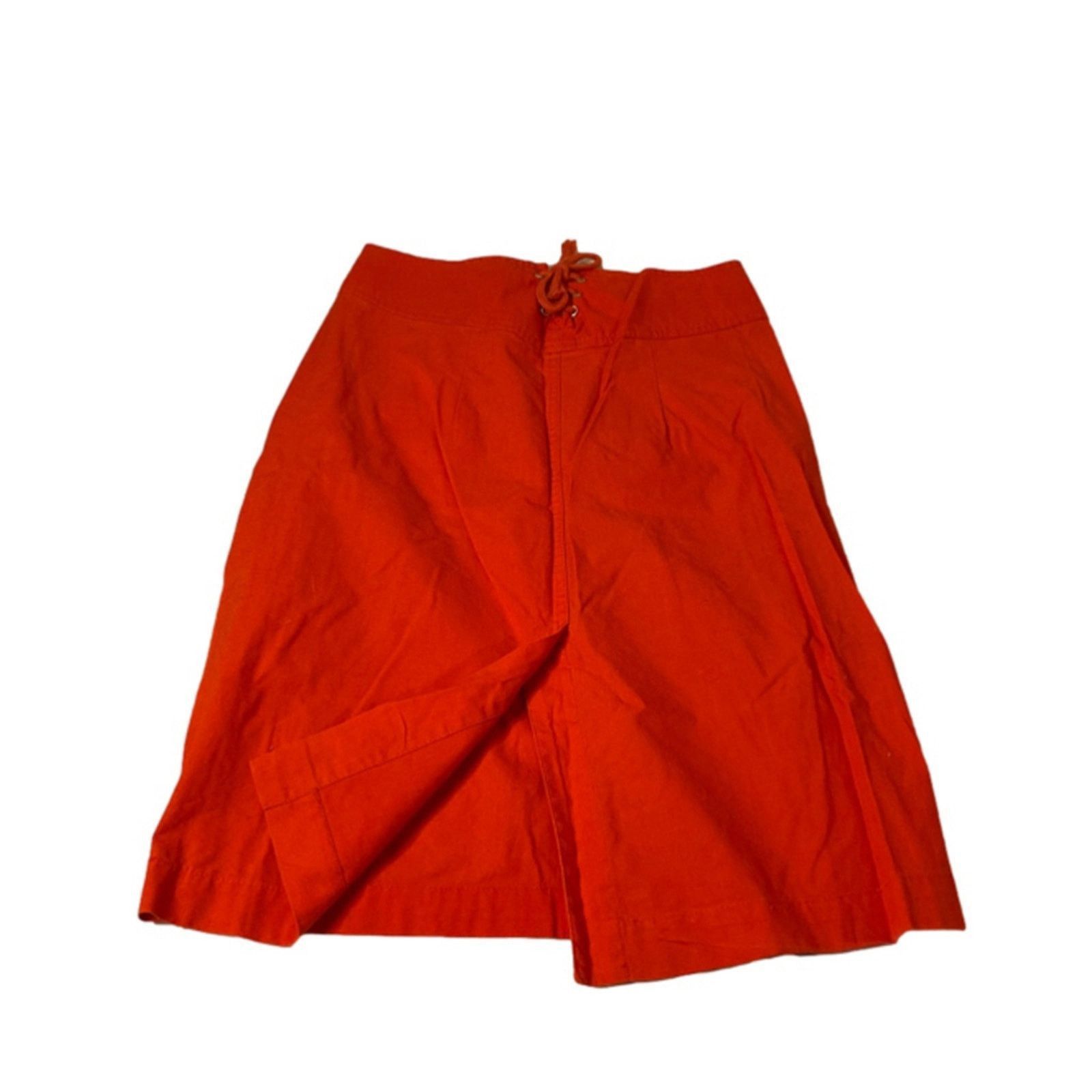 Other Vintage 80s G. Pellini High Waisted Orange Cotton Skirt 7/8 Size 25" / US 0 / IT 36 - 6 Thumbnail