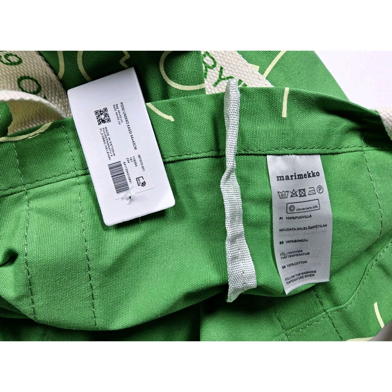 Marimekko Marimekko Pieni Unikko Kassi 60th Anniversary Limited Tote Bag Canvas Green Tote Unisex Adults 16in x 16in - Pattern Varies Size ONE SIZE - 5 Thumbnail