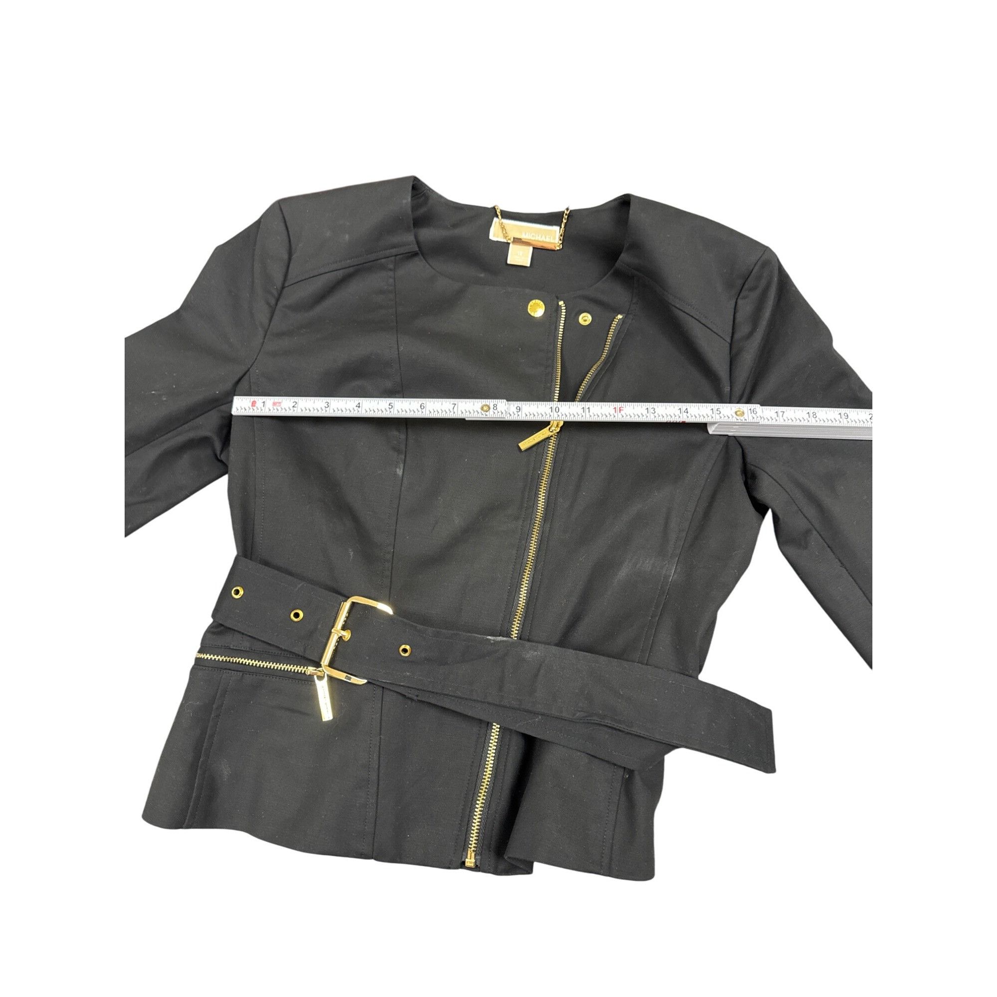 Michael Kors Michael Kors Womens Black Cotton/Spandex Blazer Size 12 SKU Size XL / US 12-14 / IT 48-50 - 4 Thumbnail