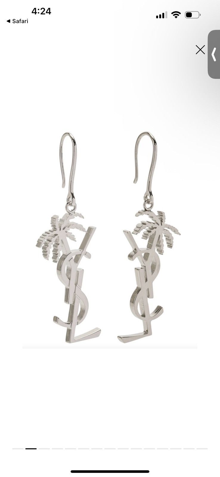 Yves Saint Laurent Yves Saint Laurent (YSL) Cassandre Palm Earrings | Silver Size ONE SIZE - 3 Thumbnail