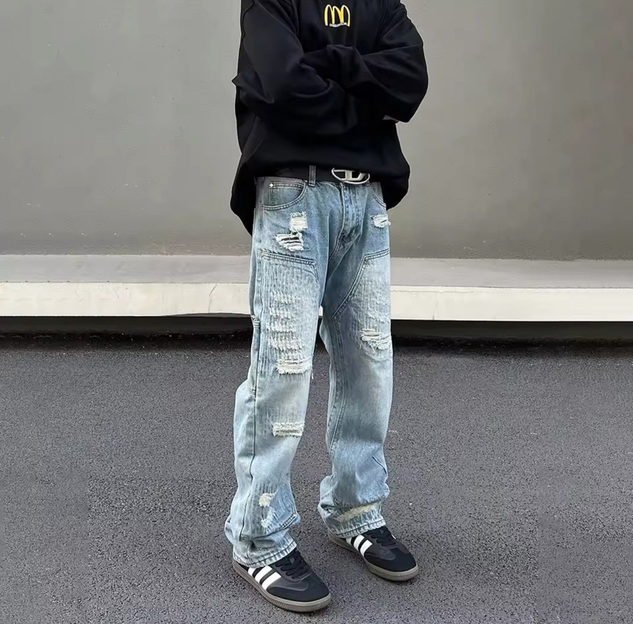 Japanese Brand × Jean Street washed ripped hip hop jeans Size US 32 / EU 48 - 1 Thumbnail