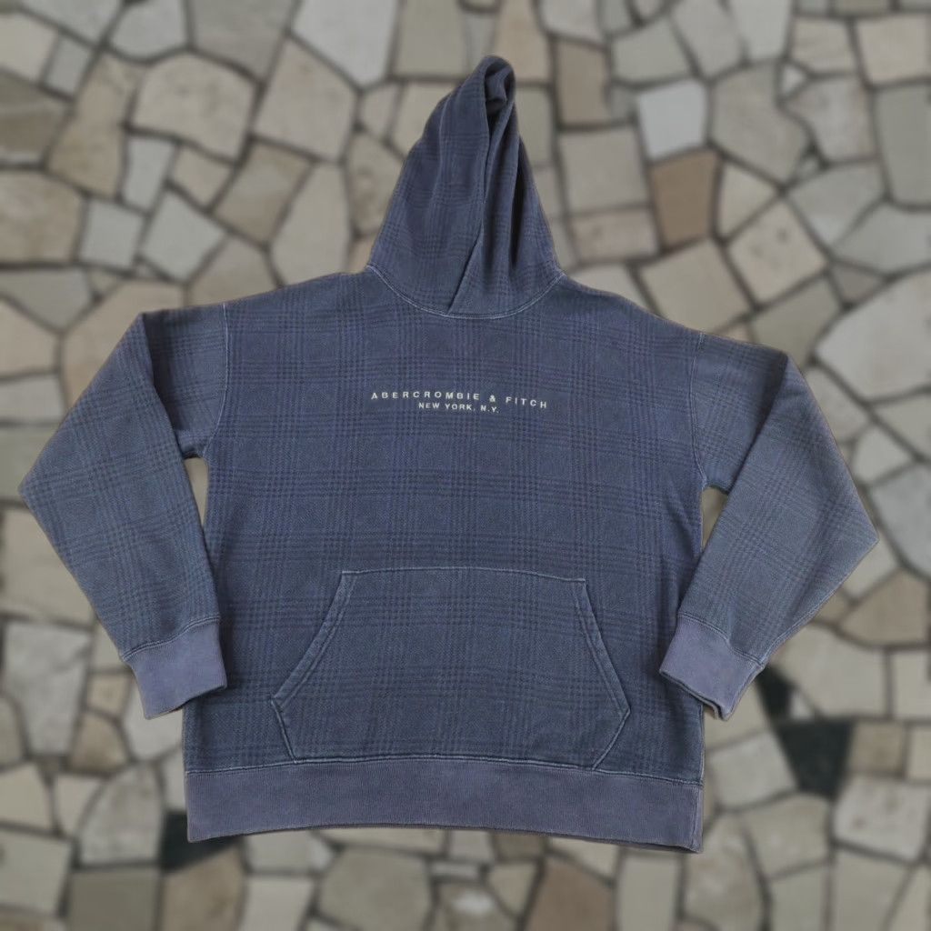 Abercrombie & Fitch VINTAGE Abercrombie & Fitch Hoodie Mens Medium Blue Houndstooth Glen Plaid Sweatshirt Size US M / EU 48-50 / 2 - 1 Thumbnail