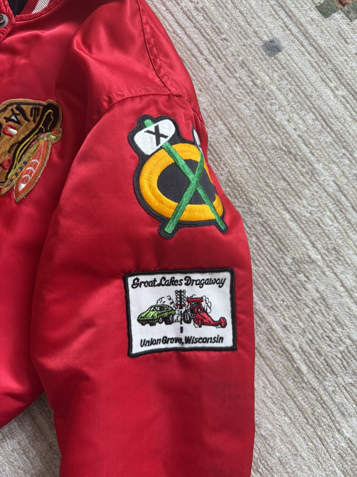 Starter Vintage Starter Chicago Blackhawks Jacket (extra Patches) Size US L / EU 52-54 / 3 - 3 Thumbnail