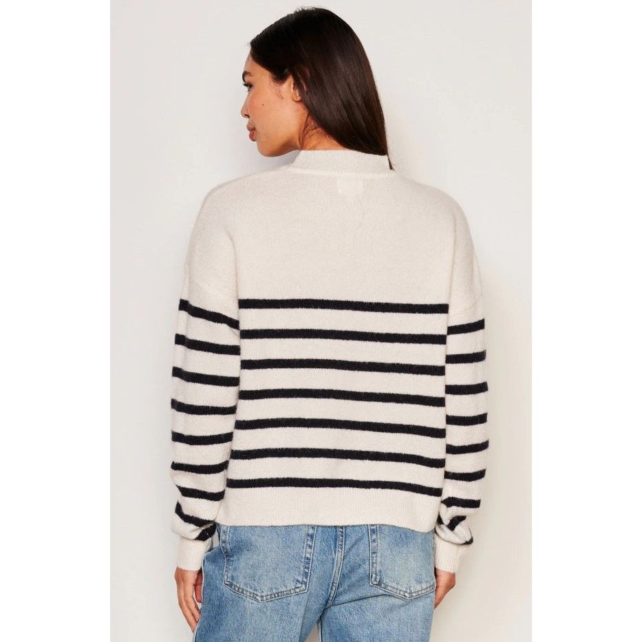Bailey 44 Bailey / 44 Sundry Striped Mock Neck Thick Fuzzy Sweater Size S / US 4 / IT 40 - 2 Thumbnail