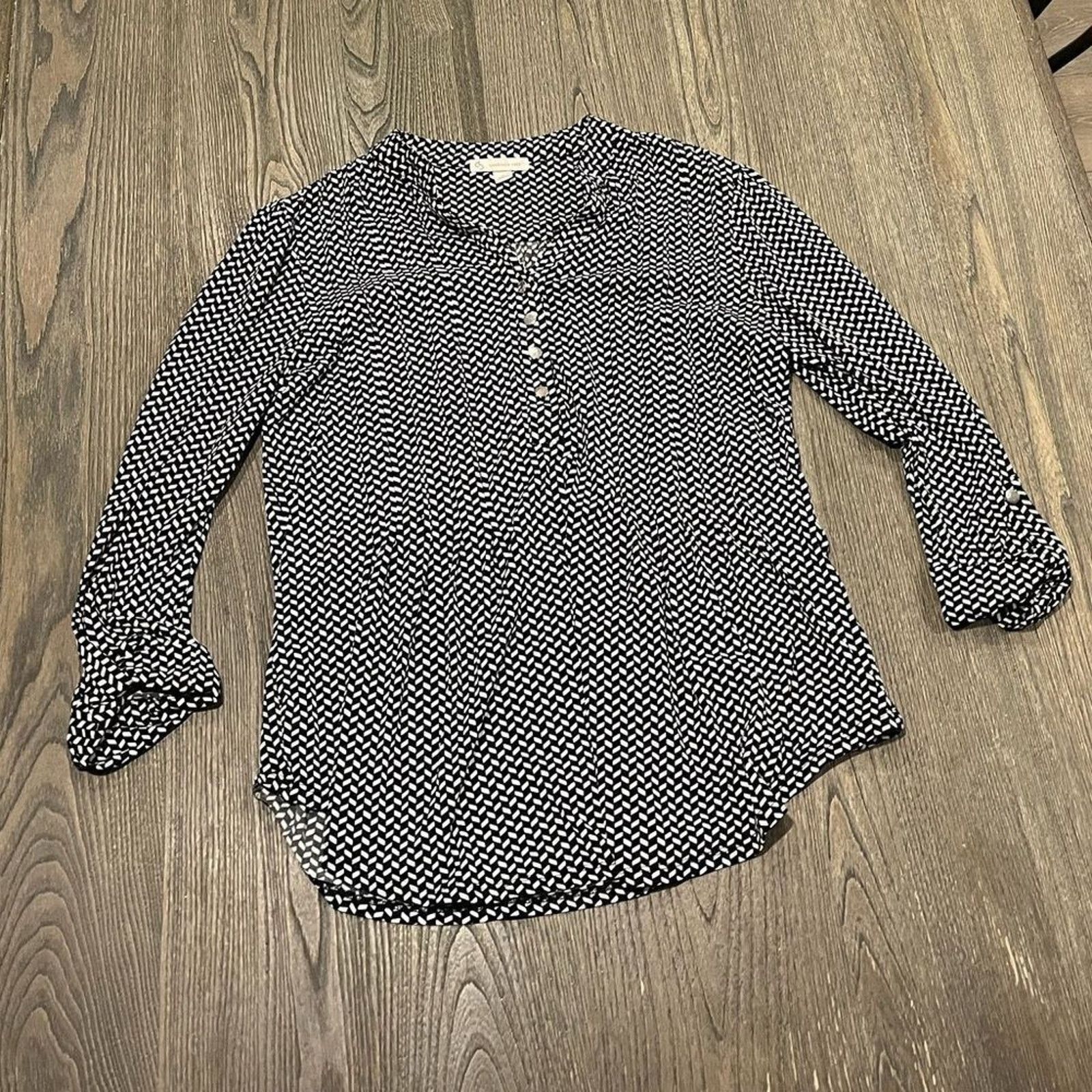 Other DB Womens Blouse Ruffled Button Neck Long Sleeve Round Hem M Size M / US 6-8 / IT 42-44 - 1 Thumbnail
