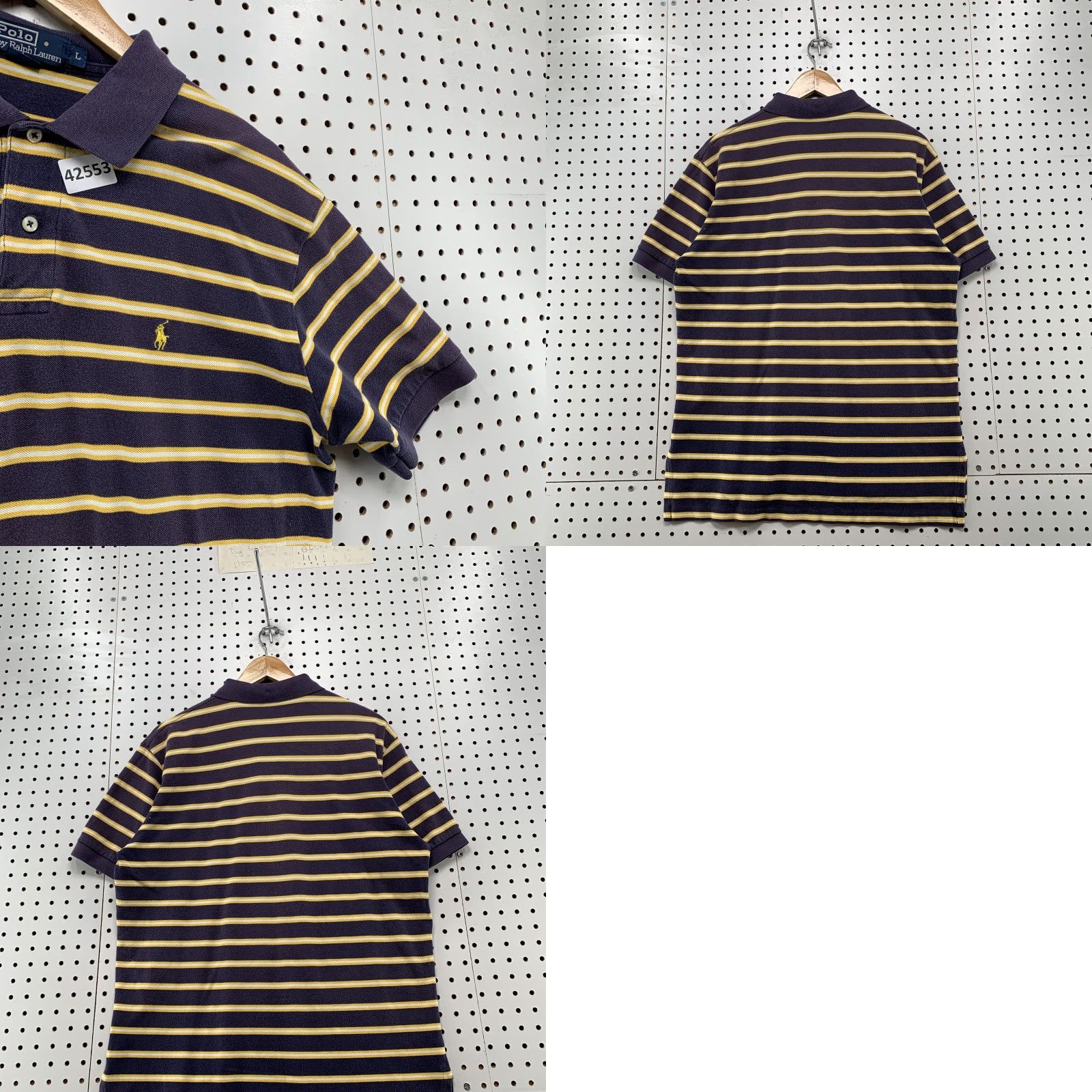 Polo Ralph Lauren VTG Polo Ralph Lauren Shirt Mens Large Purple Yellow Striped Short Sleeve Casual Polo 90s Mens Size US L / EU 52-54 / 3 - 8 Thumbnail